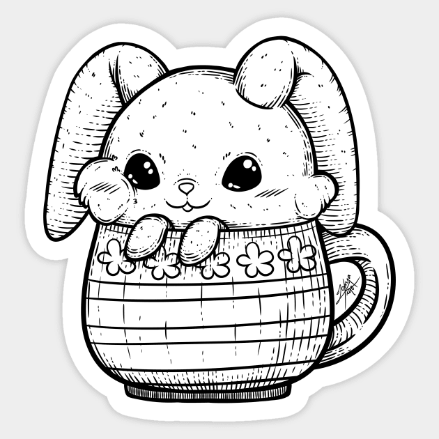 Bunny in a Cup Sticker by zarya_kiqo